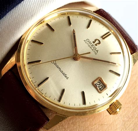 omega 18 karat gold watches|omega seamaster 18k gold watch.